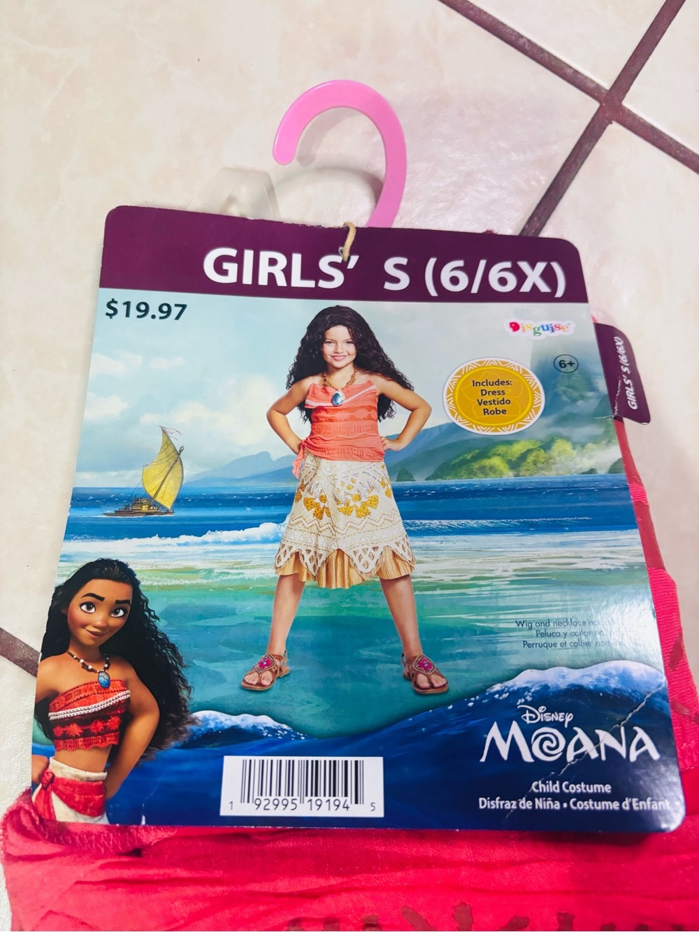 Disney Moana Girls Pink and Orange Costume Set